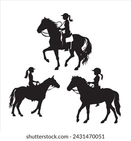 Horse silhouettes. with fully editable