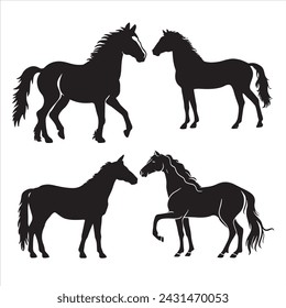 Horse silhouettes. with fully editable