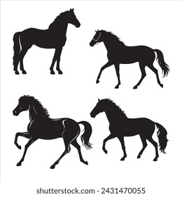 Horse silhouettes. with fully editable