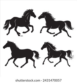 Horse silhouettes. with fully editable