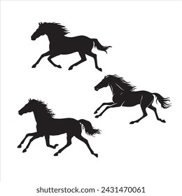 Horse silhouettes. with fully editable