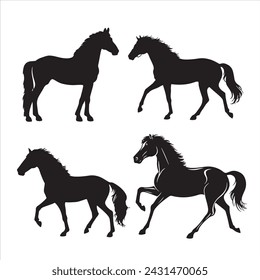 Horse silhouettes. with fully editable