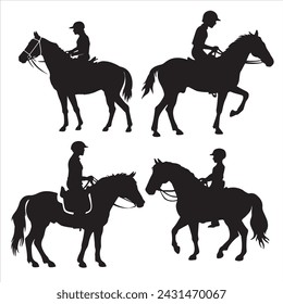 Horse silhouettes. with fully editable