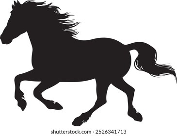 Siluetas de caballo aisladas en una Ilustración vectorial de fondo blanco