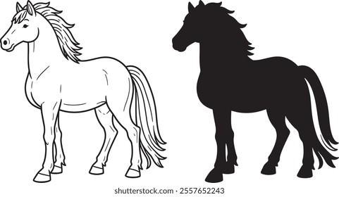 horse silhouettes on the white background
