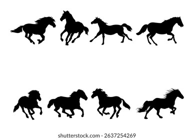 horse silhouettes on white background