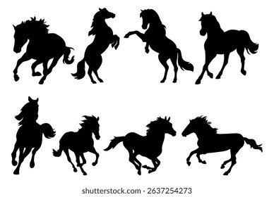 horse silhouettes on white background