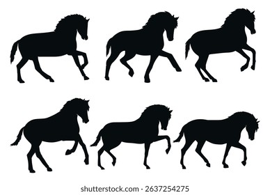 horse silhouettes on white background