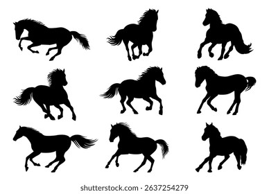 horse silhouettes on white background