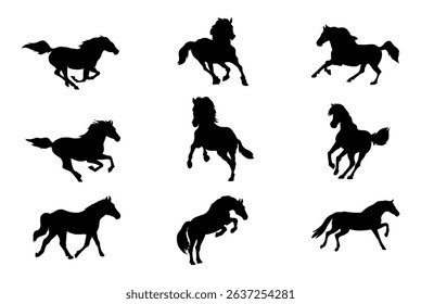 horse silhouettes on white background