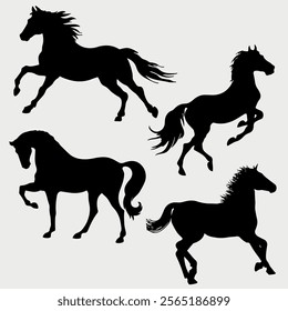 Horse Silhouettes Racing Design Vector