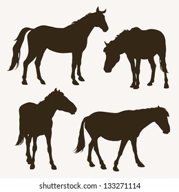 Horse silhouettes, vector illustration