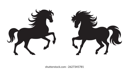 horse silhoutte illustration art design with a white backraund