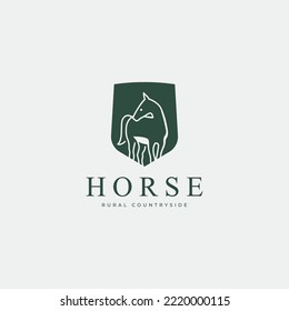 Horse simple badge logo design negative space style vector illustration