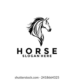 Vector de logotipo simple elegante para caballos, plantilla de diseño de logotipo para Cabeza de Caballo