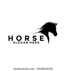 Horse Simple Elegant Logo Vector, Horse Head logo design template