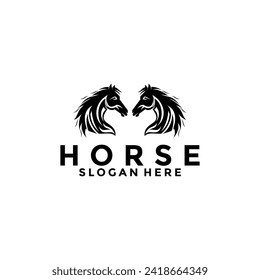 Horse Simple Elegant Logo Vector, Horse Head logo design template