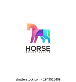 Horse Simple Logo Modern Colorful Abstract Vector Design