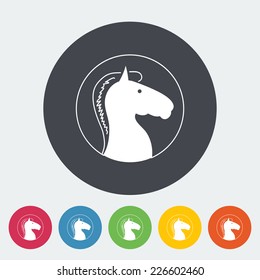Horse. Single flat icon on the circle. Vector illustration.