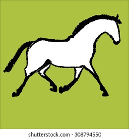  Horse sketch  with crayons in cave painting  style, vector design