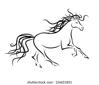 Horse sketch for your design. Symbol of 2014 year