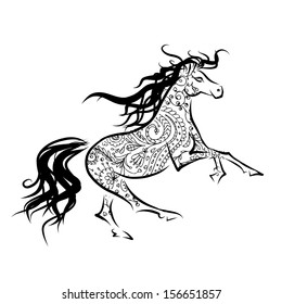 Horse sketch for your design. Symbol of 2014 year