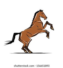Horse sketch for your design. Symbol of 2014 year