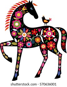 Horse with Slovak folk ornaments