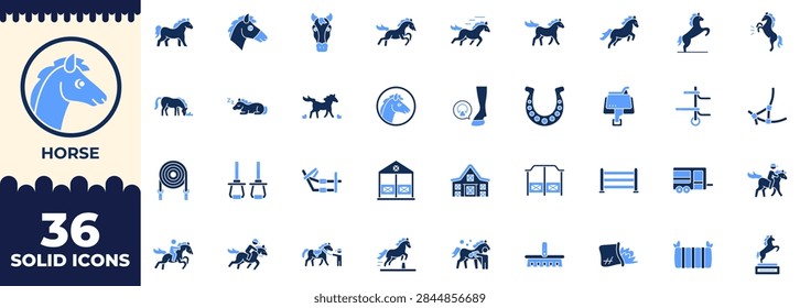 Horse Solid Editable Icons set