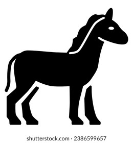 Icono sólido de caballo, concepto de animales de granja, símbolo de semental sobre fondo blanco, símbolo de silueta de caballo de alta elegancia en estilo glifo para concepto móvil y diseño web. Gráficos vectoriales