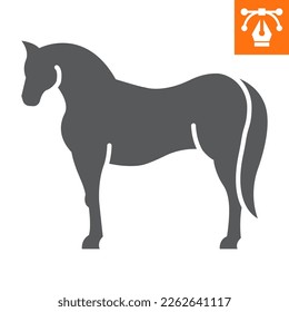 Horse solid icon, glyph style icon for web site or mobile app, animals and livestock, mustang vector icon, simple vector illustration, vector graphics with editable strokes.