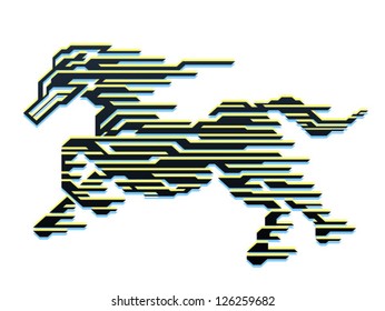 Horse of Speed Image of horse symbol with speed lines style. EPS8 vector file.