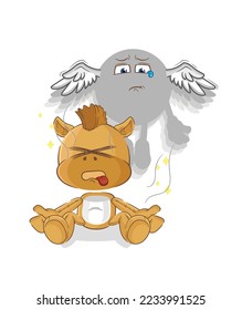 the horse spirit leaves the body mascot. cartoon vector