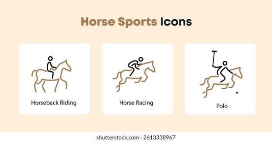 Horse Sports icons set vector Polo, Horse racing, Horseback Riding
