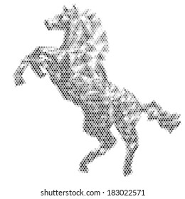 Horse. Spotted horse silhouette, with white background 