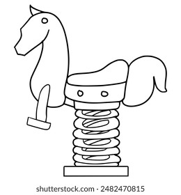 horse spring rider illustration hand drawn outline vector