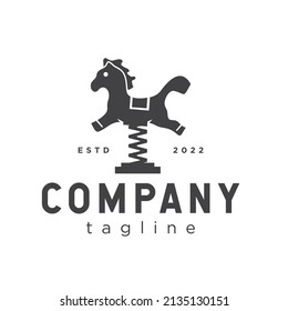 Horse spring rider playground logo mascot illustration black silhouette vector stock