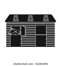 Horse stable icon in black style isolated on white background. Hippodrome and horse symbol stock vector illustration.