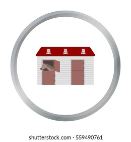 Horse stable icon in cartoon style isolated on white background. Hippodrome and horse symbol stock vector illustration.