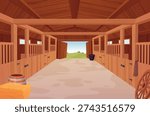 Horse stable inside background. Farm barn interior