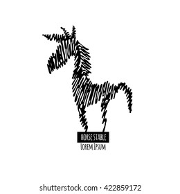Horse stable logotype on white background. 
