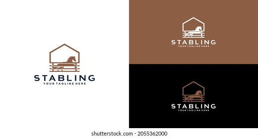 Horse Stable Vintage Design Logo For Western Countryside Retro Rural Farm Logo Design