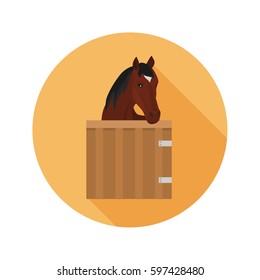 Horse in the stall color flat icon for web and mobile design