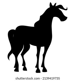 Horse, stallion, domestic and wild animal, mammal, design, vector, illustration in black color, isolated on white background