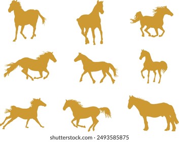 Horse, Stallion, Equine in Vector art by Kelapa Pariwara, gold color