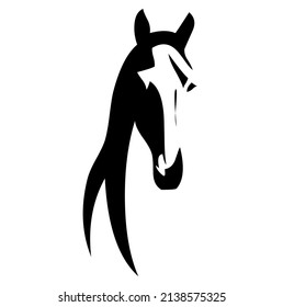 Horse, stallion head, domestic and wild animal, mammal, design, vector, illustration in black and white color, isolated on white background