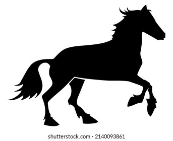 Horse, stallion running, domestic and wild animal, mammal, vector, illustration in black color, isolated on white background