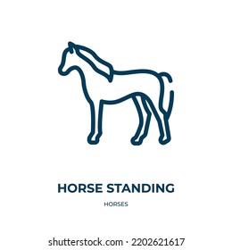 Horse standing icon. Linear vector illustration from horses collection. Outline horse standing icon vector. Thin line symbol for use on web and mobile apps, logo, print media.