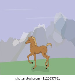 horse standing in nature, vector