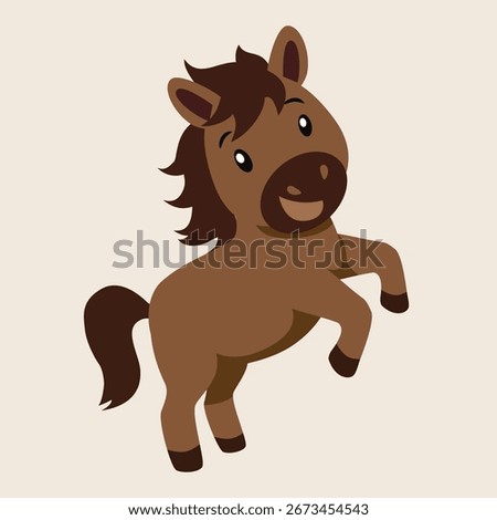 The horse is standing on its two legs